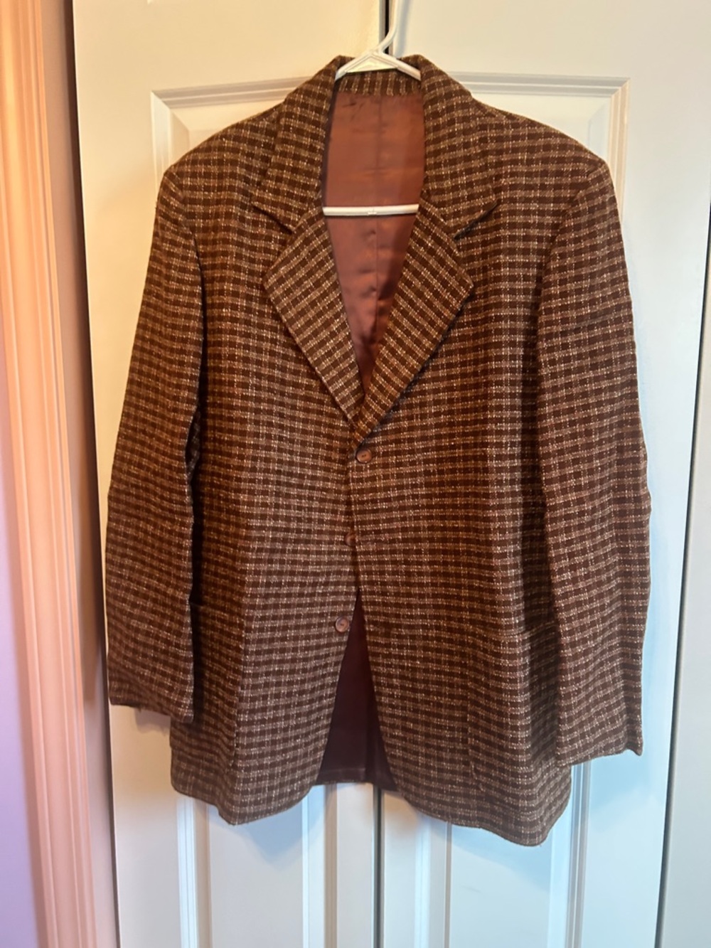 Vintage Brown Checked Men's Blazer - Classic Tailored Jacket